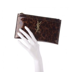Monogram YSL Tortoise Patent Leather Zip Pouch